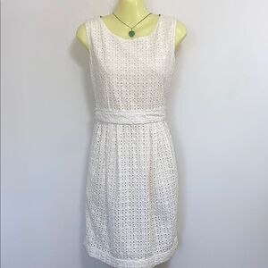 Burberry Dress White Eyelet Fit & Flare Fully Lined Sz Medium Nwot!